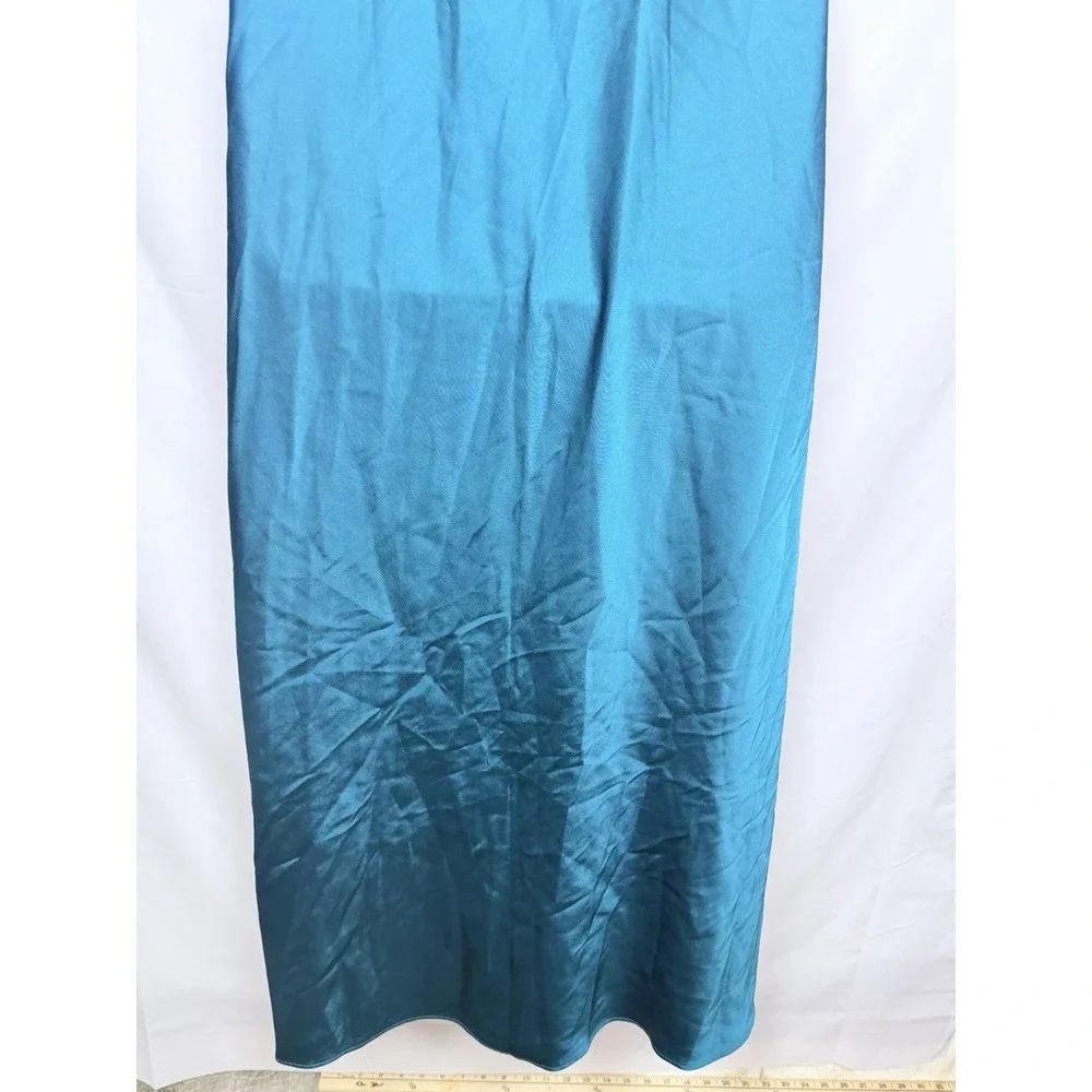 Abercrombie Satin Slip Dress XLT Blue Ombre Lace Up Back Midi Maxi Going Out